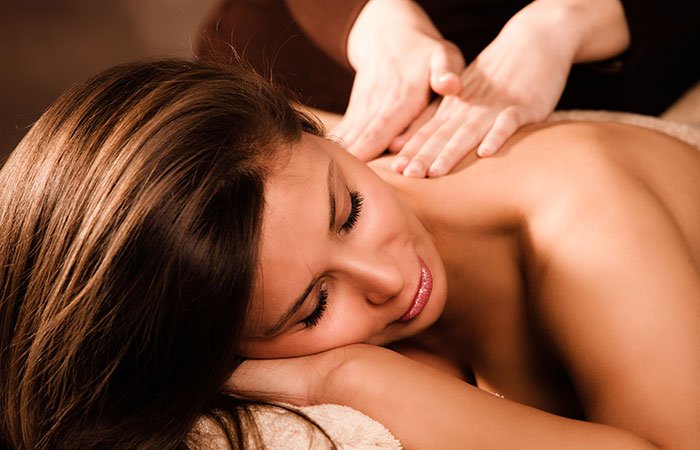 A woman receiving a massage